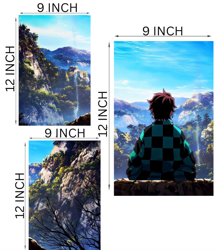 ⛰️ Demon Slayer "Tanjiro's Horizon" Scenic 3-Panel Split Poster Set