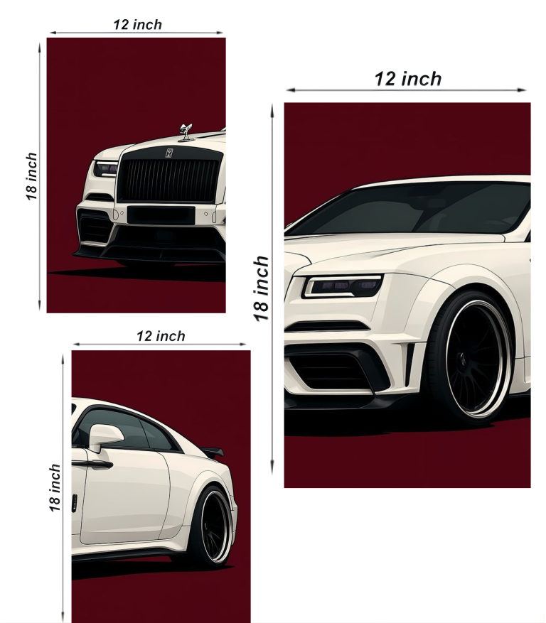 🚘 Luxury Widebody Rolls-Royce Cinematic 3-Panel Split Poster Set