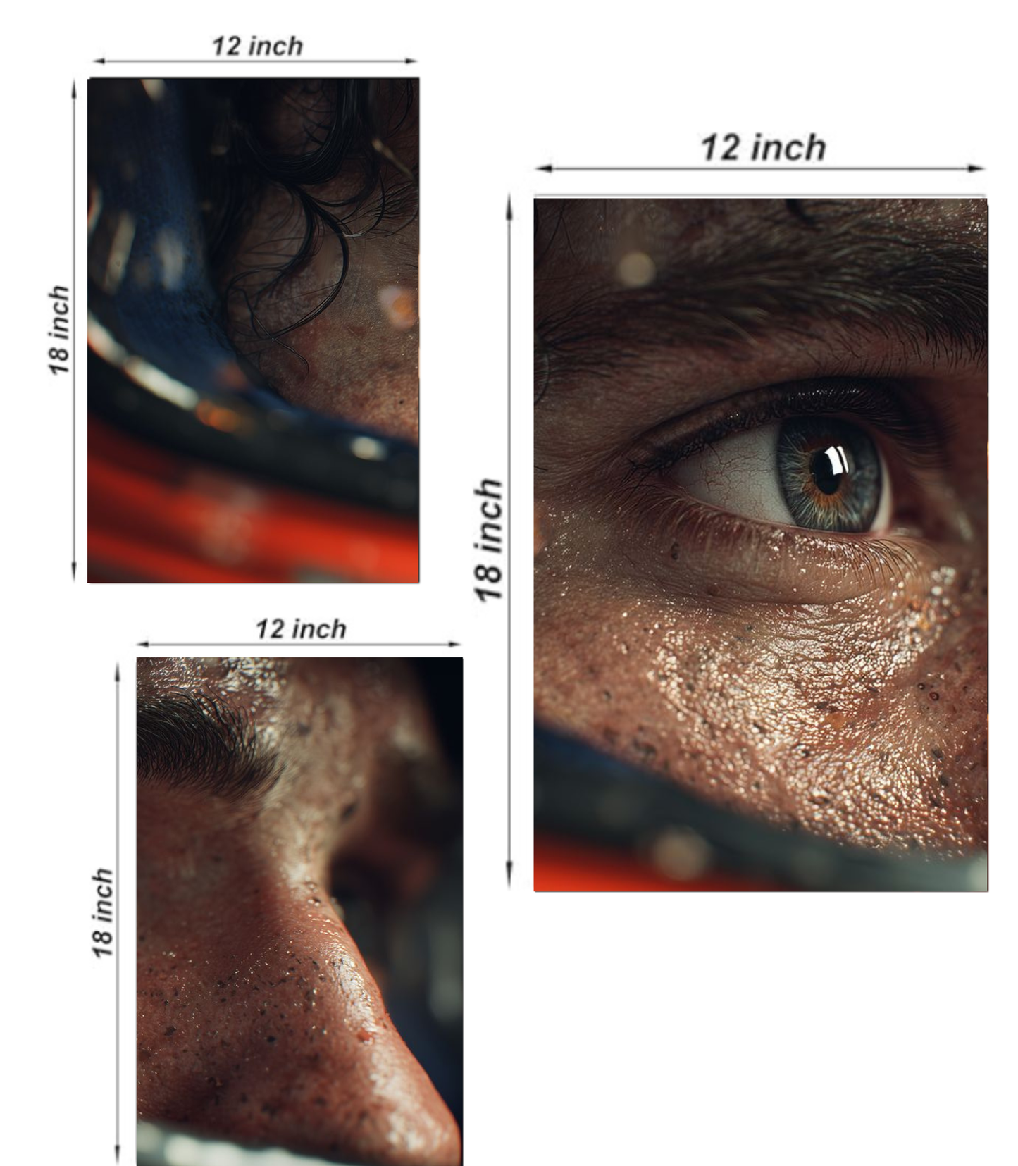 👁️ "Intense Focus" Motorsport Driver 3-Panel Split Poster Set – PostVault Premium