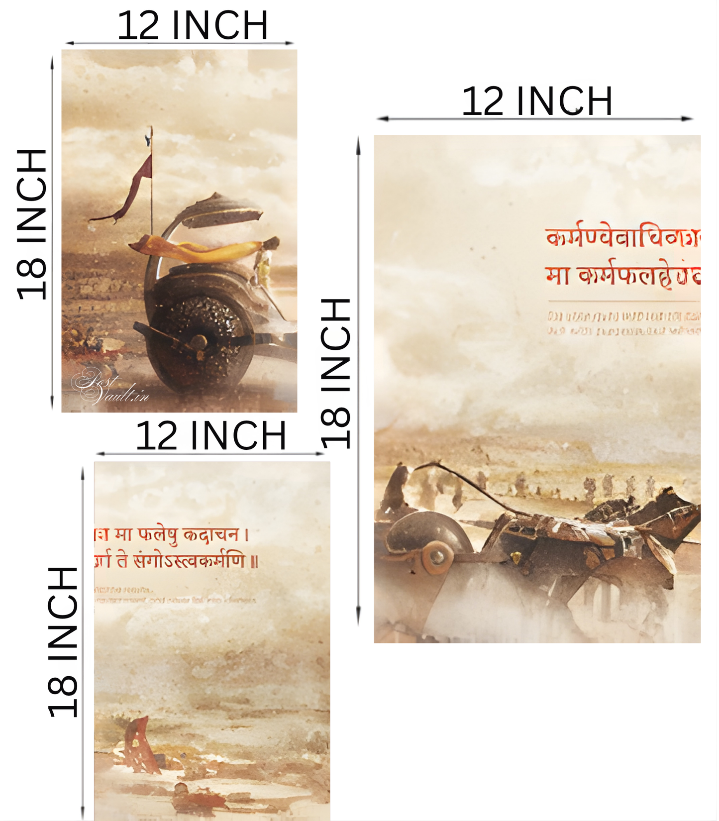 🛕 Divine Krishna Arjuna Chariot "Bhagavad Gita" 3-Panel Split Poster Set