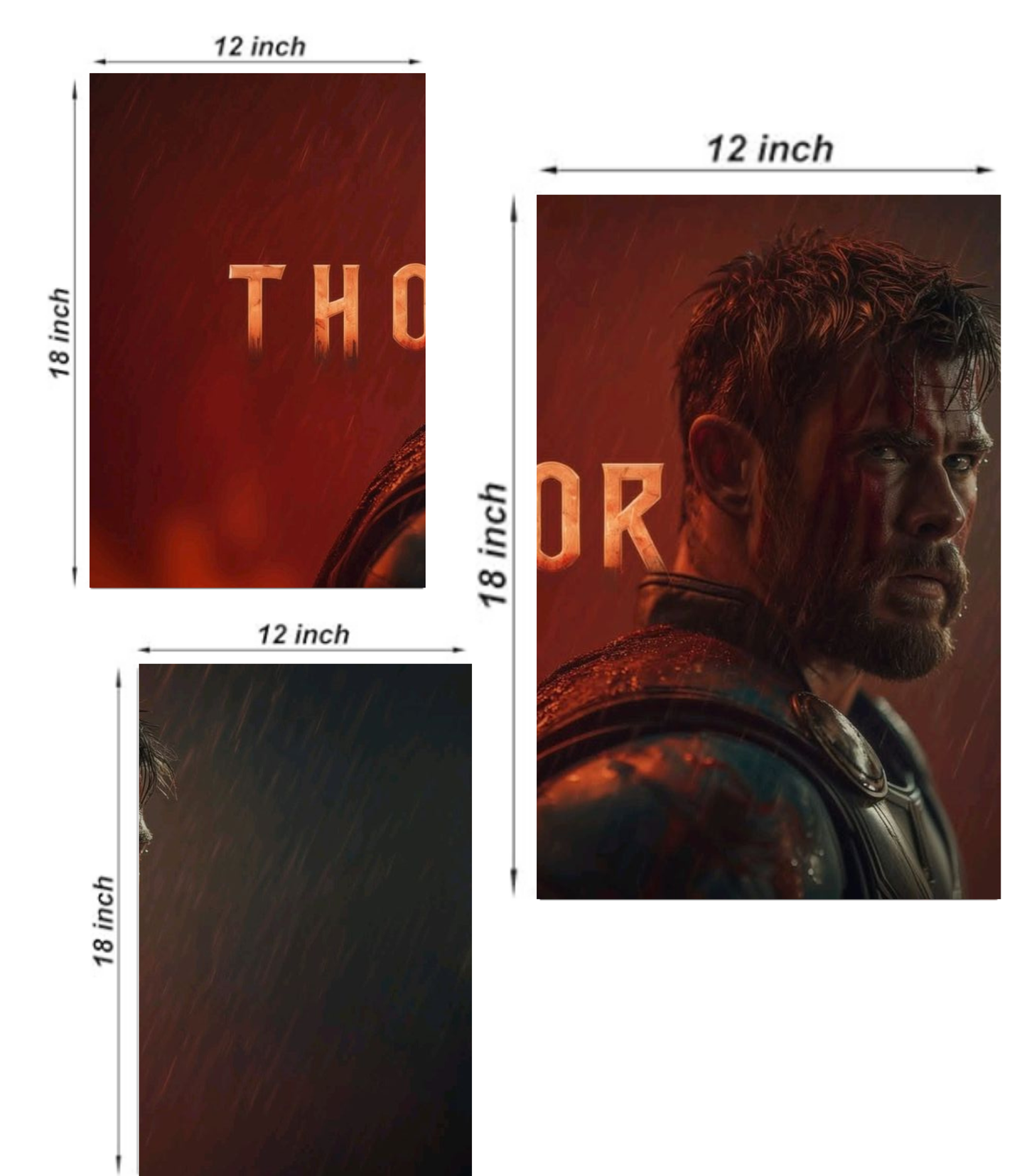 ⚡ Thor "God of Thunder" Cinematic 3-Panel Split Poster Set