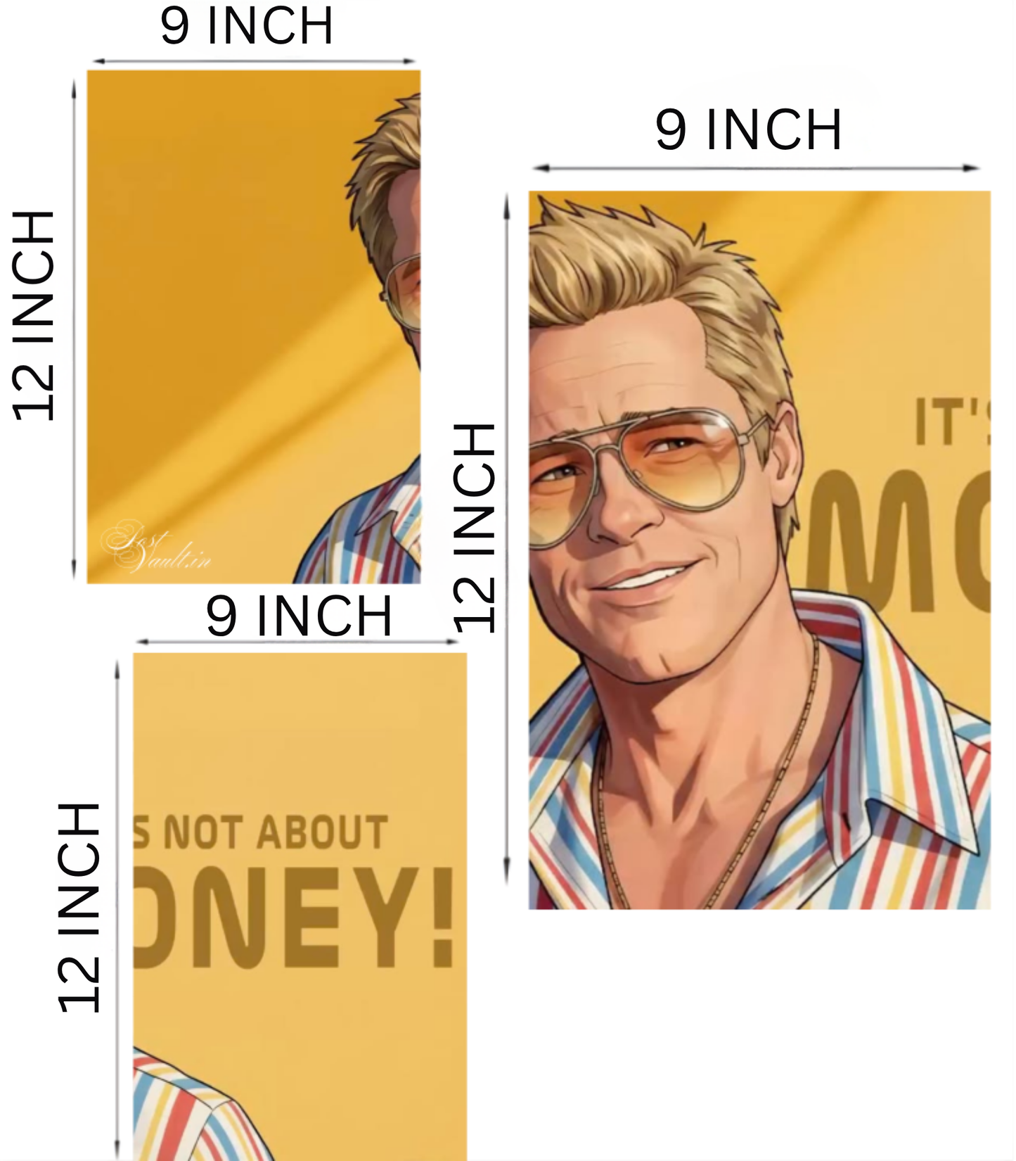 🕶️ Tyler Durden "Not About Money" 3-Panel Split Poster Set