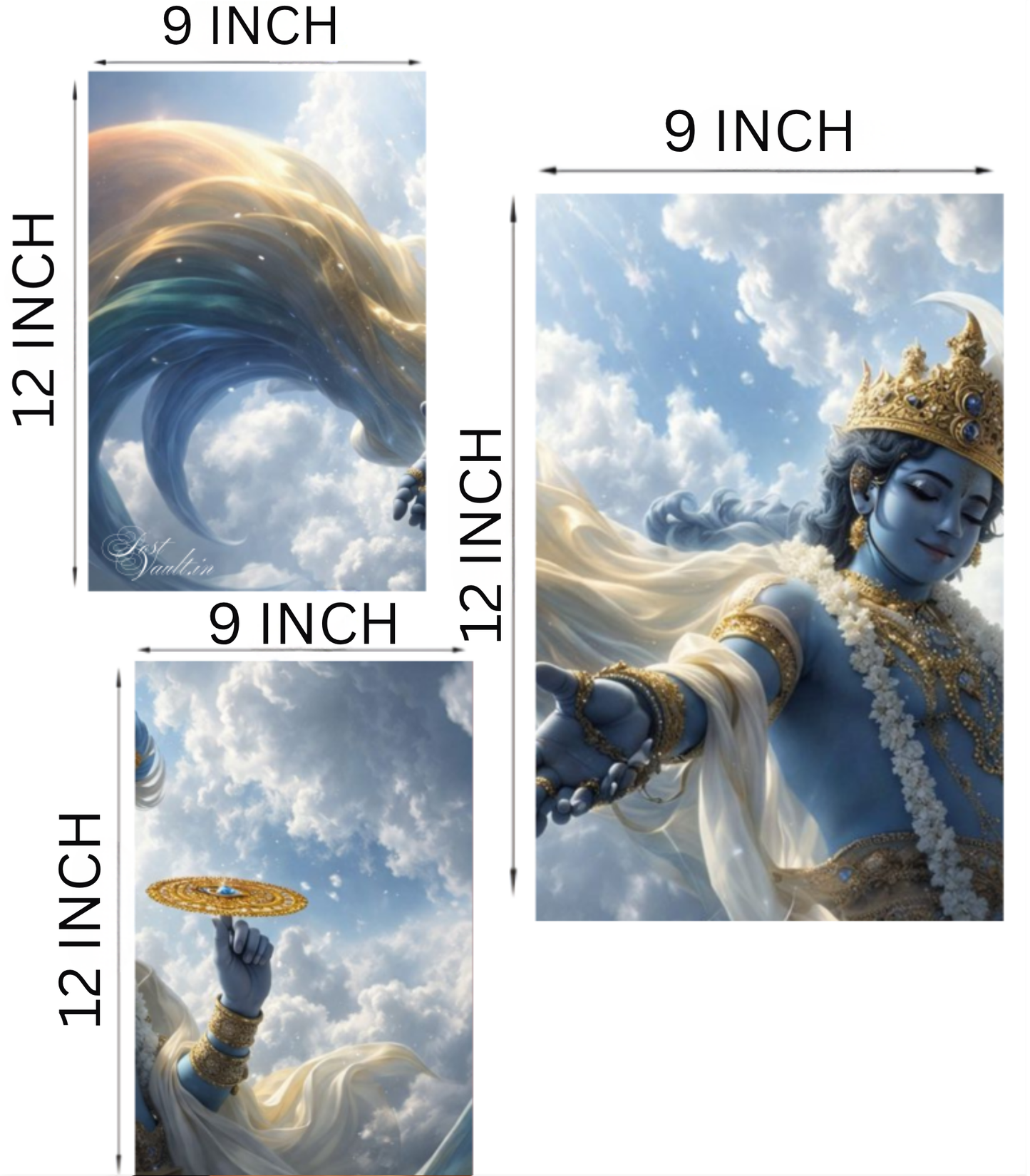 🦚 Divine Lord Krishna "Cosmic Grace" 3-Panel Split Poster Set