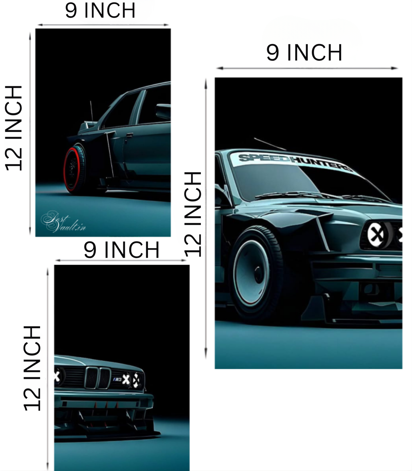 🏎️ Classic Widebody BMW "Speedhunters" 3-Panel Split Poster Set