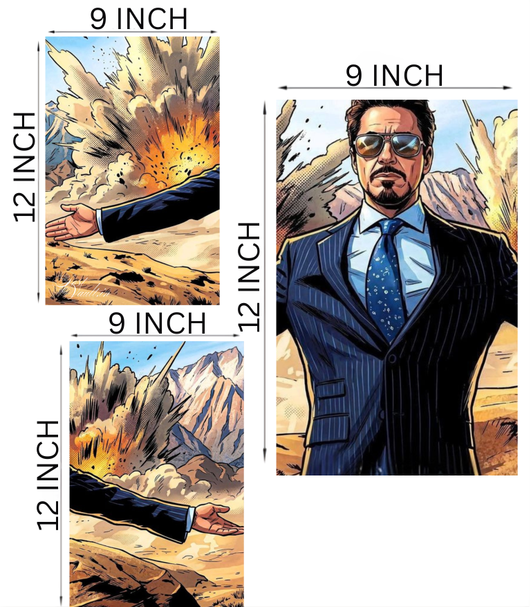 💥 Tony Stark "The Jericho" Comic Style 3-Panel Split Poster Set