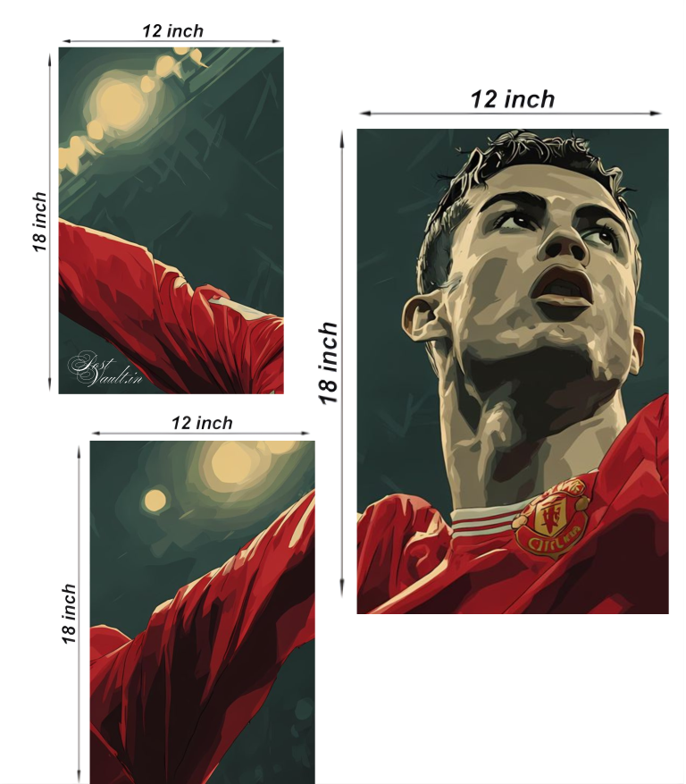 ⚽ Cristiano Ronaldo "CR7 Legacy" Cinematic 3-Panel Split Poster Set