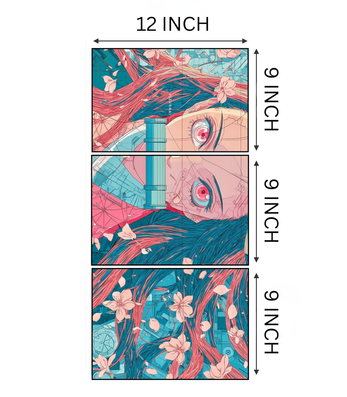 🌸 Nezuko Kamado "Cherry Blossom" 3-Panel Split Poster Set