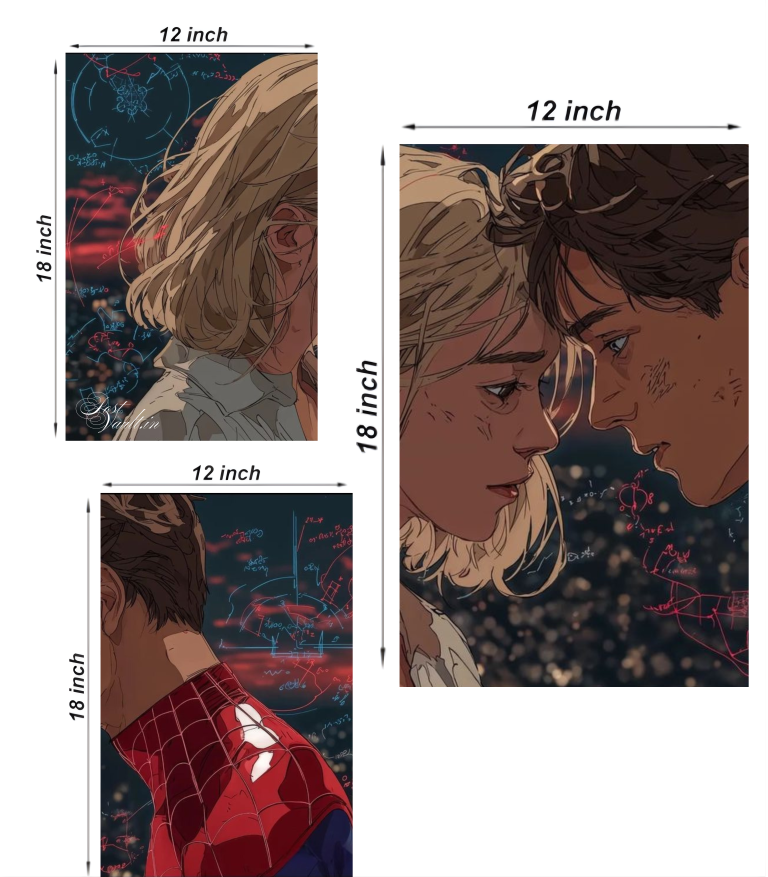 🕸️ Spider-Man & Gwen "Across the Stars" Artistic 3-Panel Split Poster Set