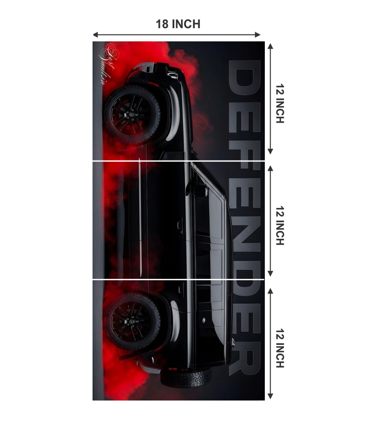 🚙 Land Rover Defender "Crimson Smoke" Cinematic 3-Panel Split Poster Set
