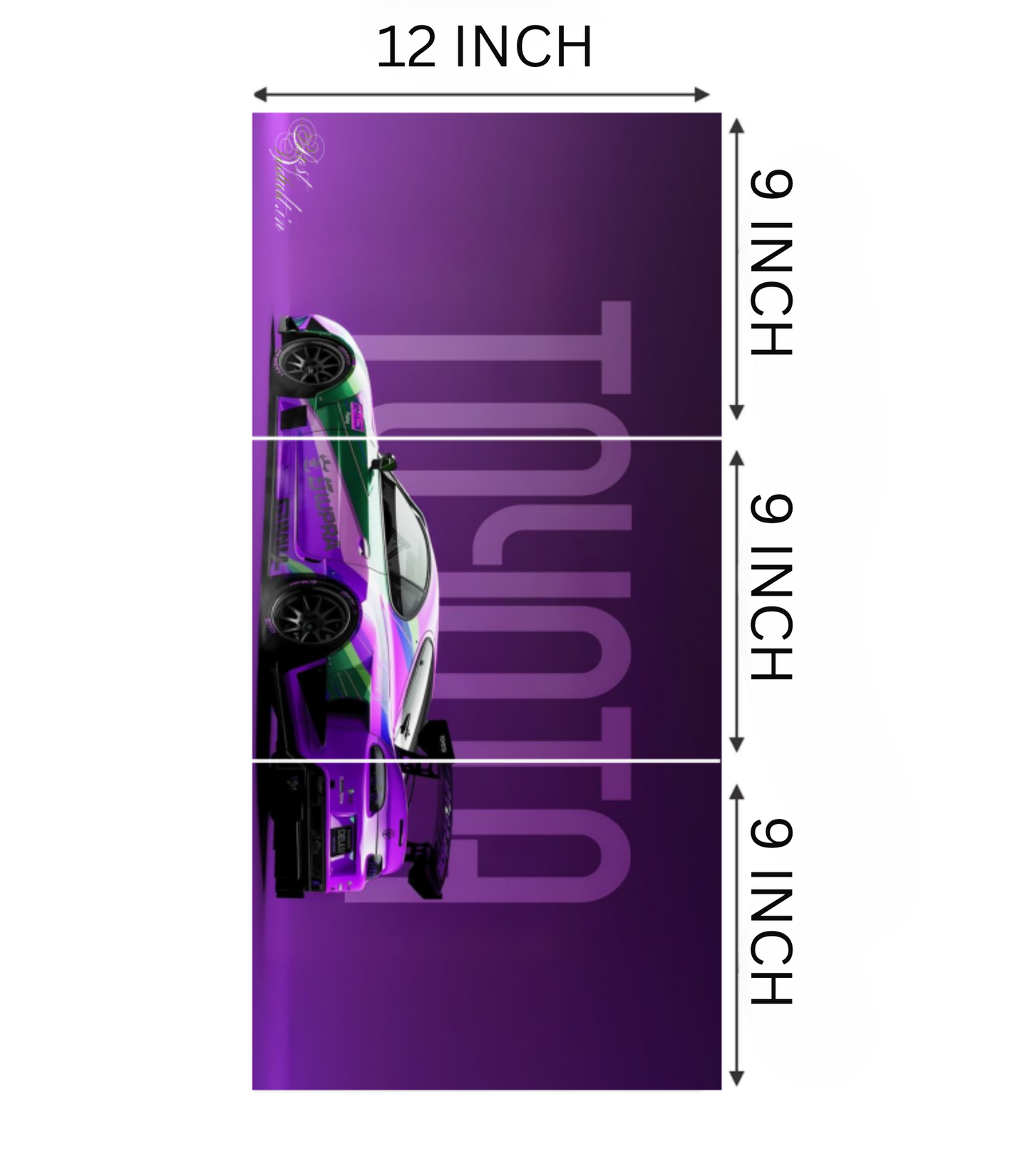 🏎️ Toyota Supra "Neon Drift" Widebody 3-Panel Split Poster Set