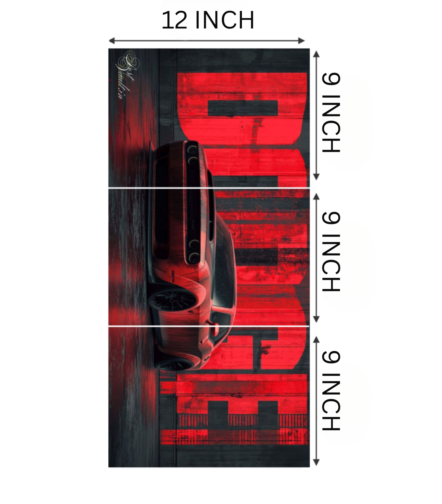 🏎️ Red Dodge Challenger "Urban Grunge" 3-Panel Split Poster Set