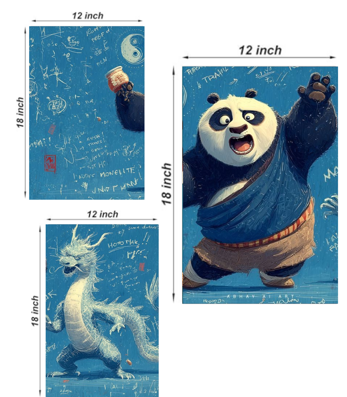 Kung Fu Panda "Dragon Warrior" 3-Panel Split Poster Set