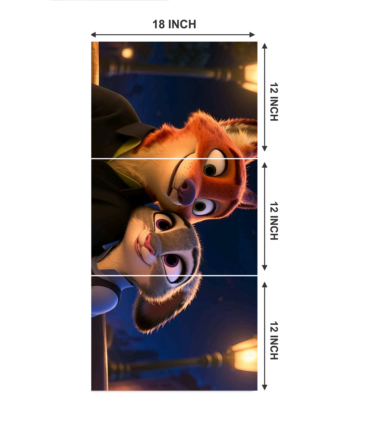 🦊 Zootopia "Nick & Judy" Cinematic 3-Panel Split Poster Set