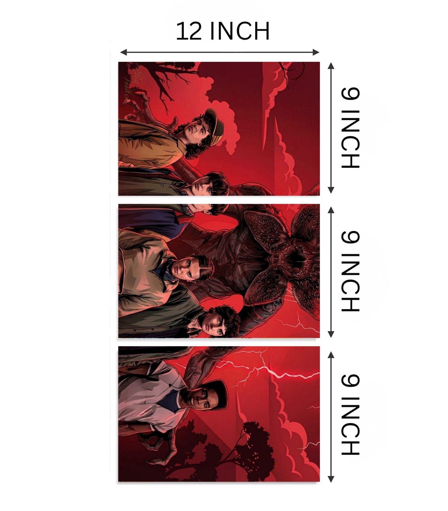 🧇 Stranger Things "The Upside Down" 3-Panel Split Poster Set A4
