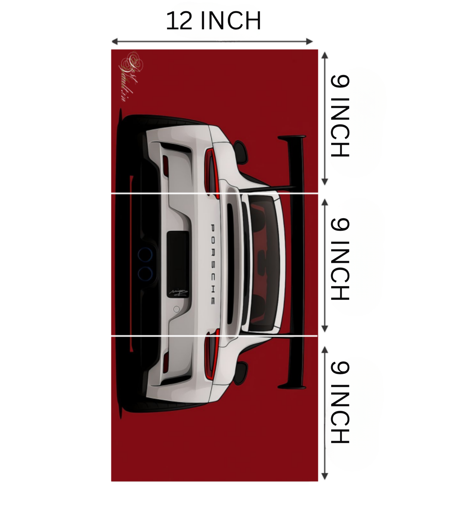 🏎️ Porsche 911 GT3 High-Contrast 3-Panel Split Poster Set
