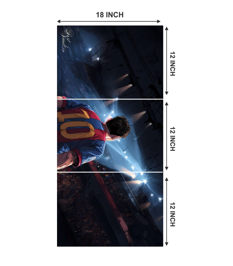 ⚽ Lionel Messi "Stadium Lights" Cinematic 3-Panel Split Poster Set
