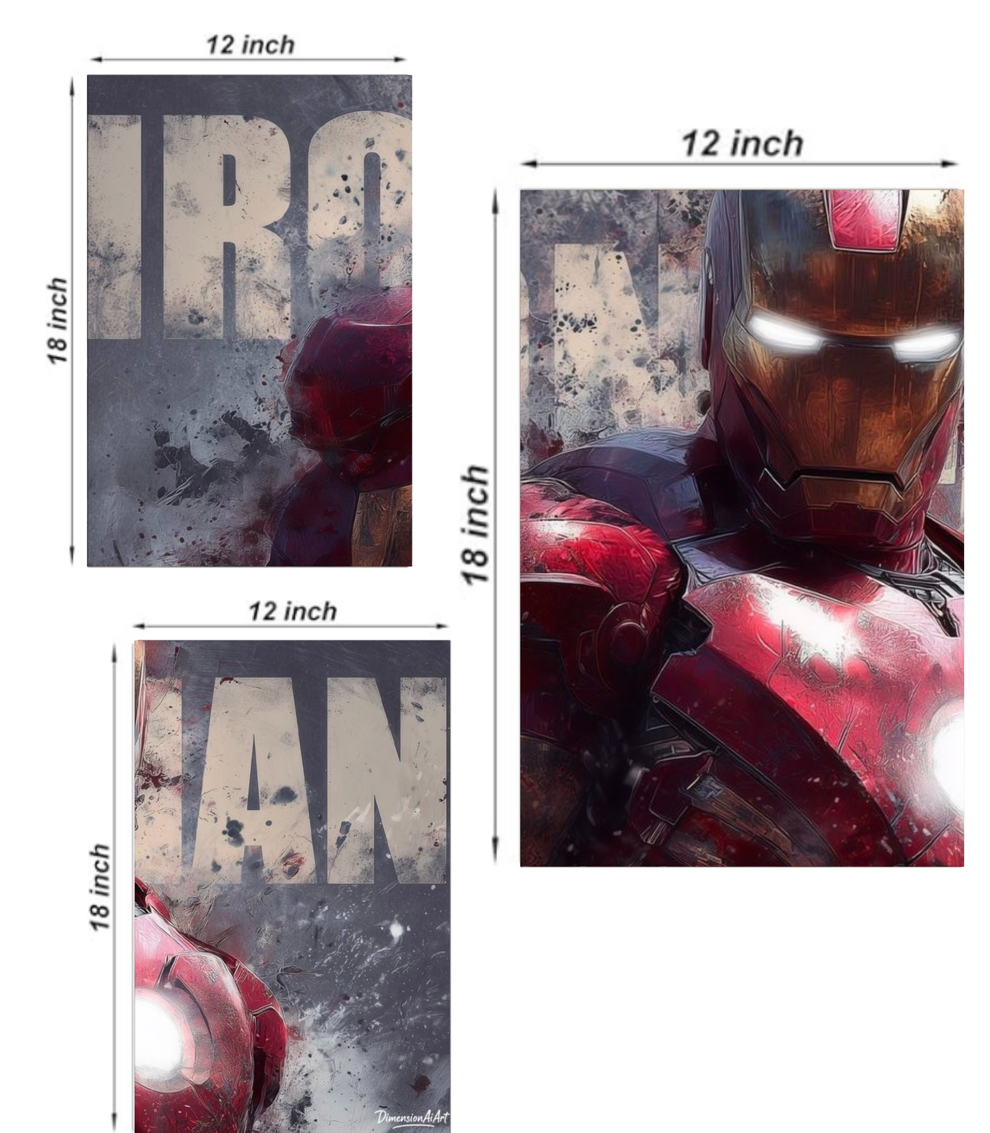 🦾 Iron Man "Armored Avenger" 3-Panel Split Poster – 300 GSM Premium Set