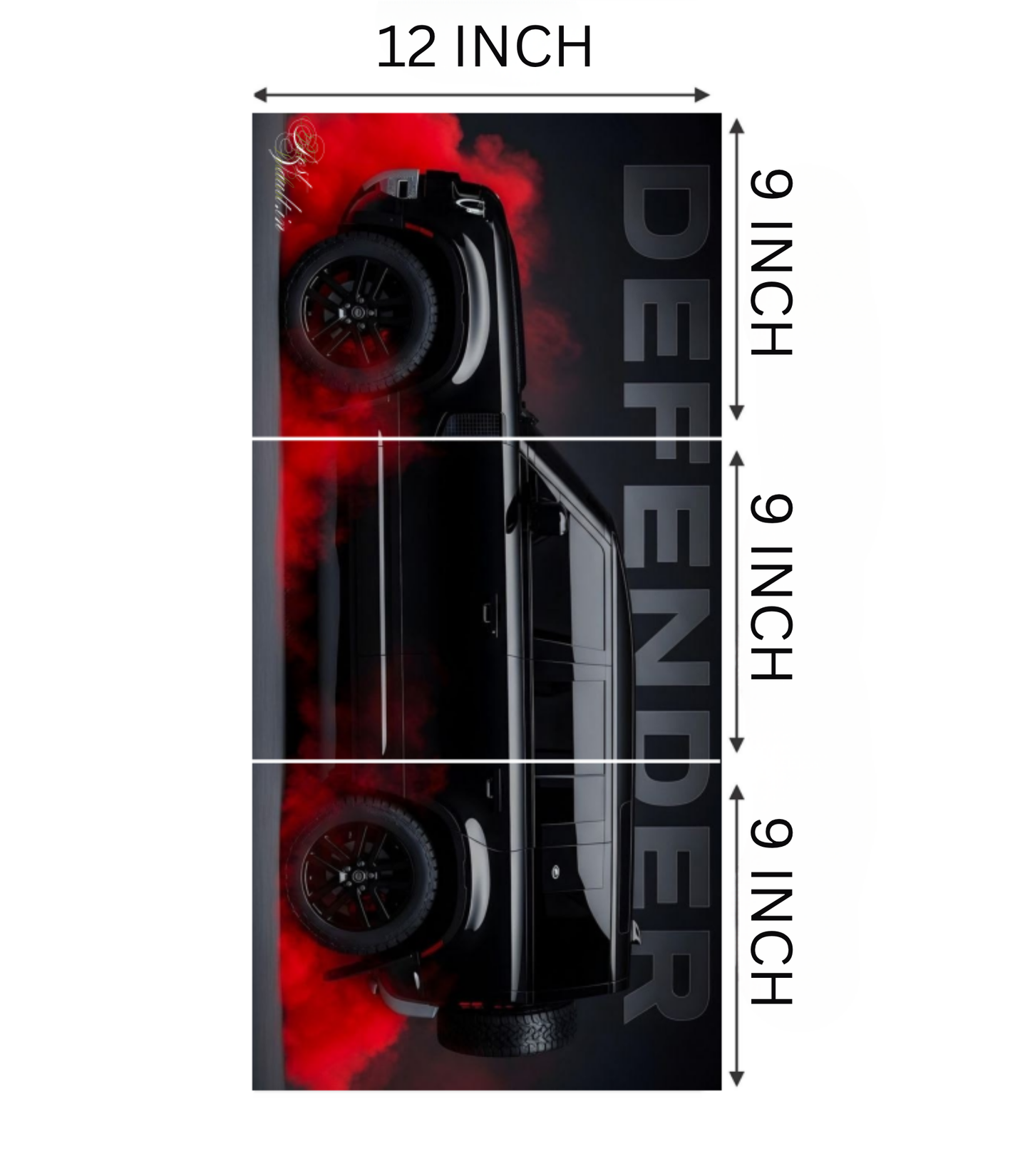 🚙 Land Rover Defender "Crimson Smoke" Cinematic 3-Panel Split Poster Set