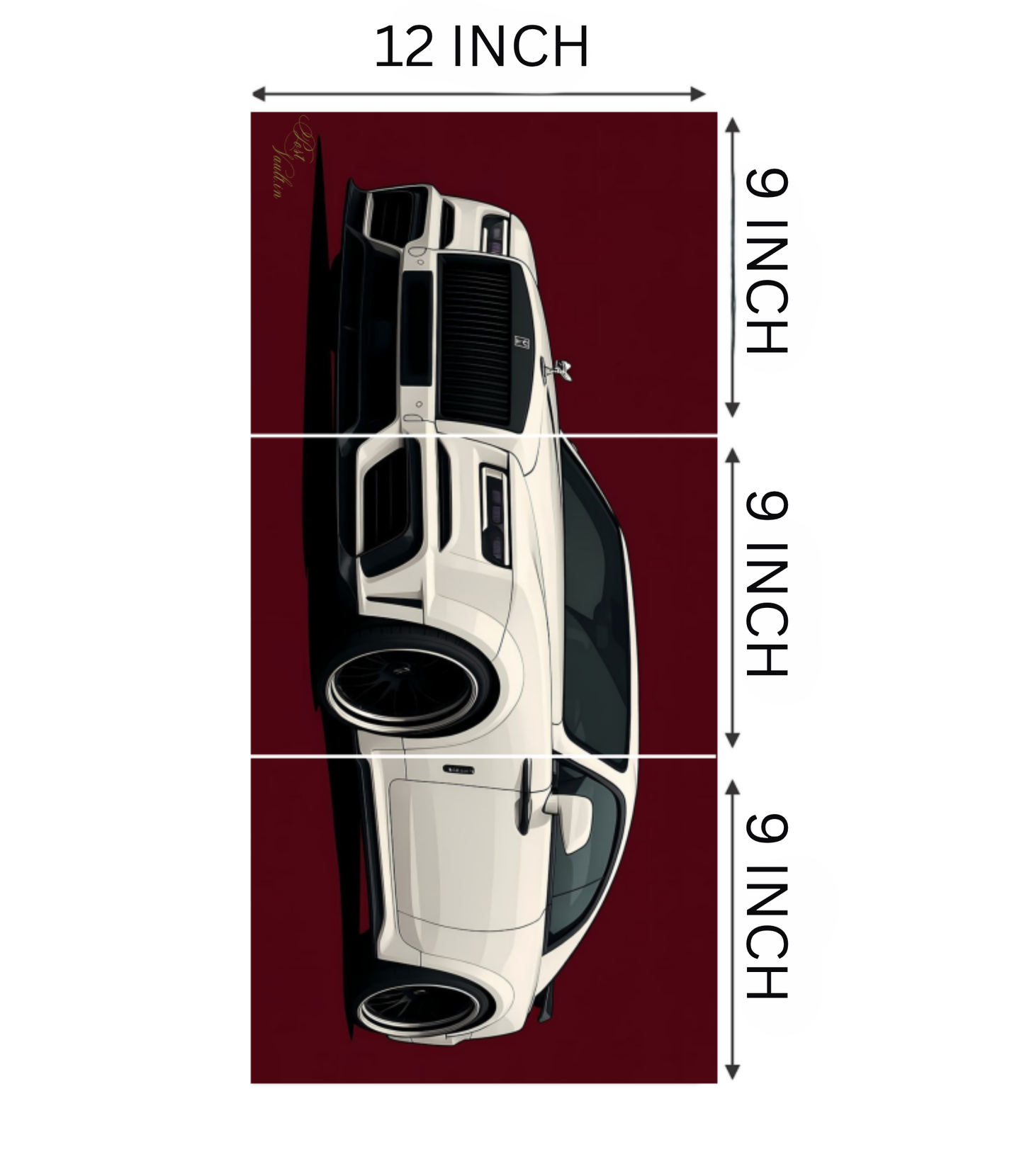 🚘 Custom White Rolls-Royce "Boss Aesthetic" 3-Panel Split Poster Set