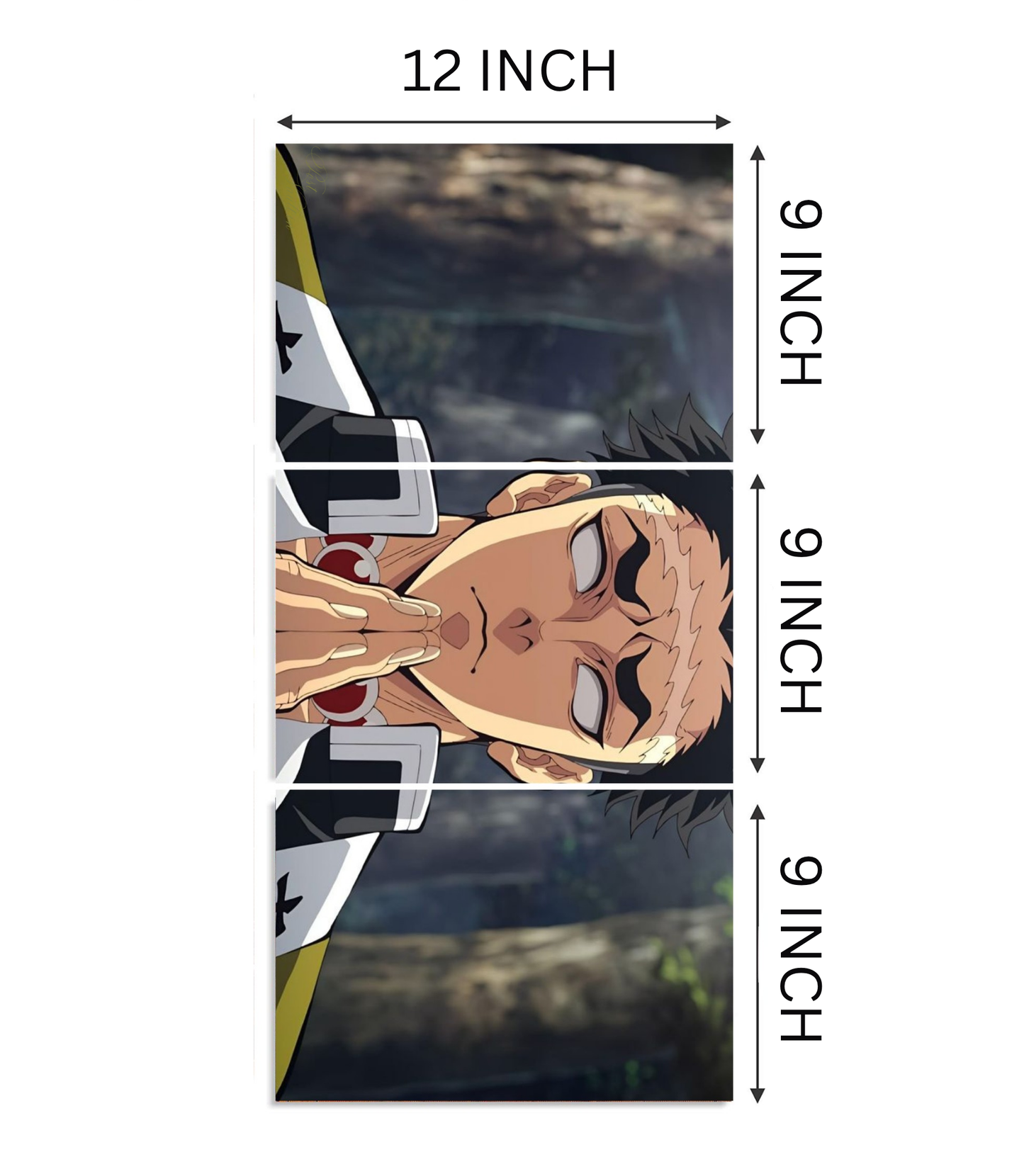 📿 Gyomei Himejima "Stone Hashira" Anime 3-Panel Split Poster Set A4