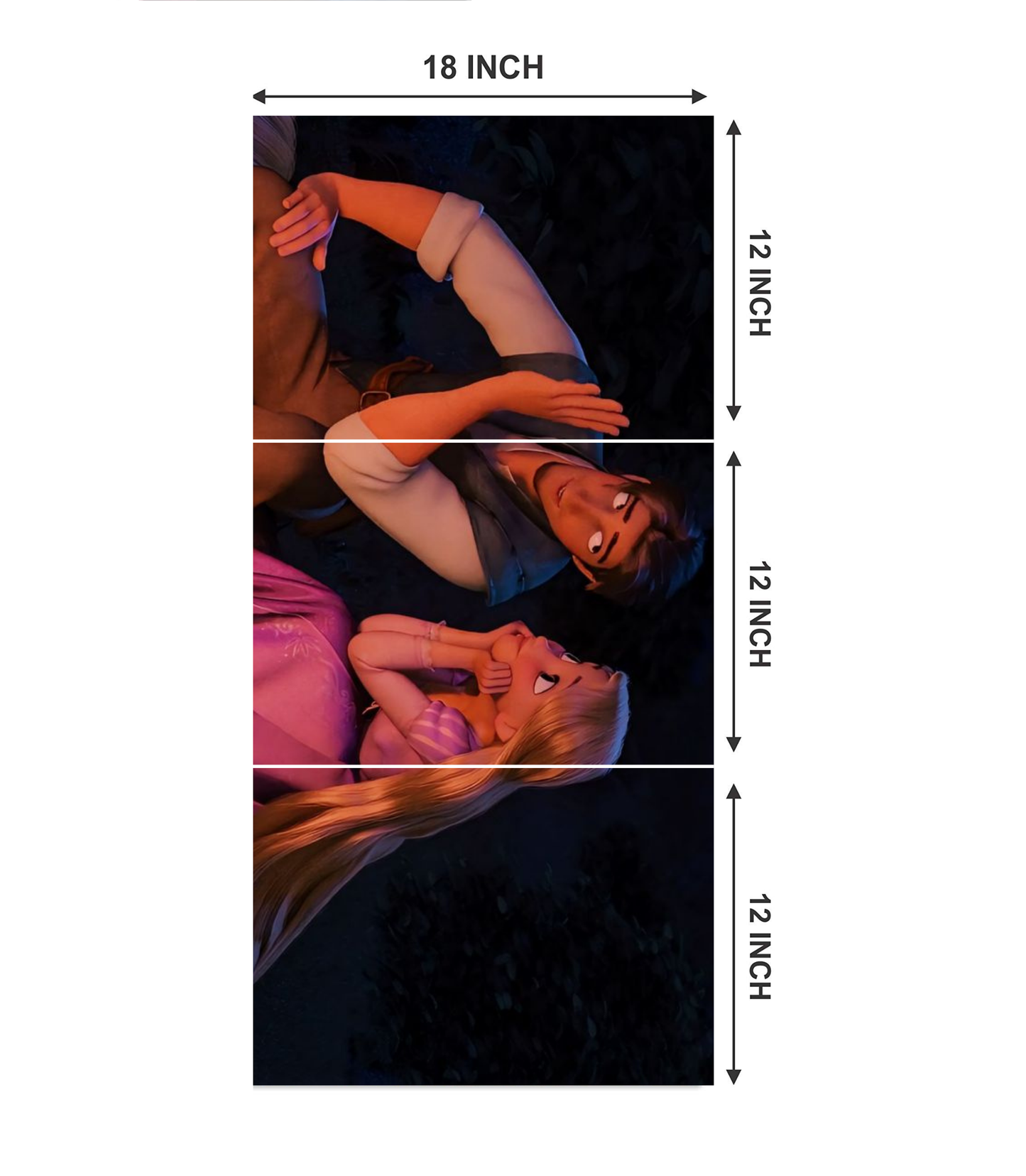 ✨ Tangled "Rapunzel & Flynn" Cinematic 3-Panel Split Poster Set