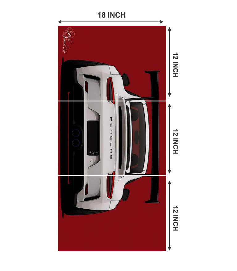 🏎️ Porsche 911 GT3 High-Contrast 3-Panel Split Poster Set