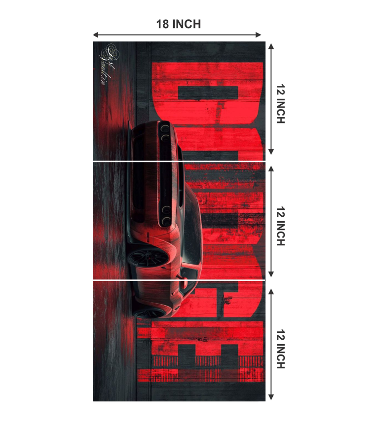 🏎️ Red Dodge Challenger "Urban Grunge" 3-Panel Split Poster Set