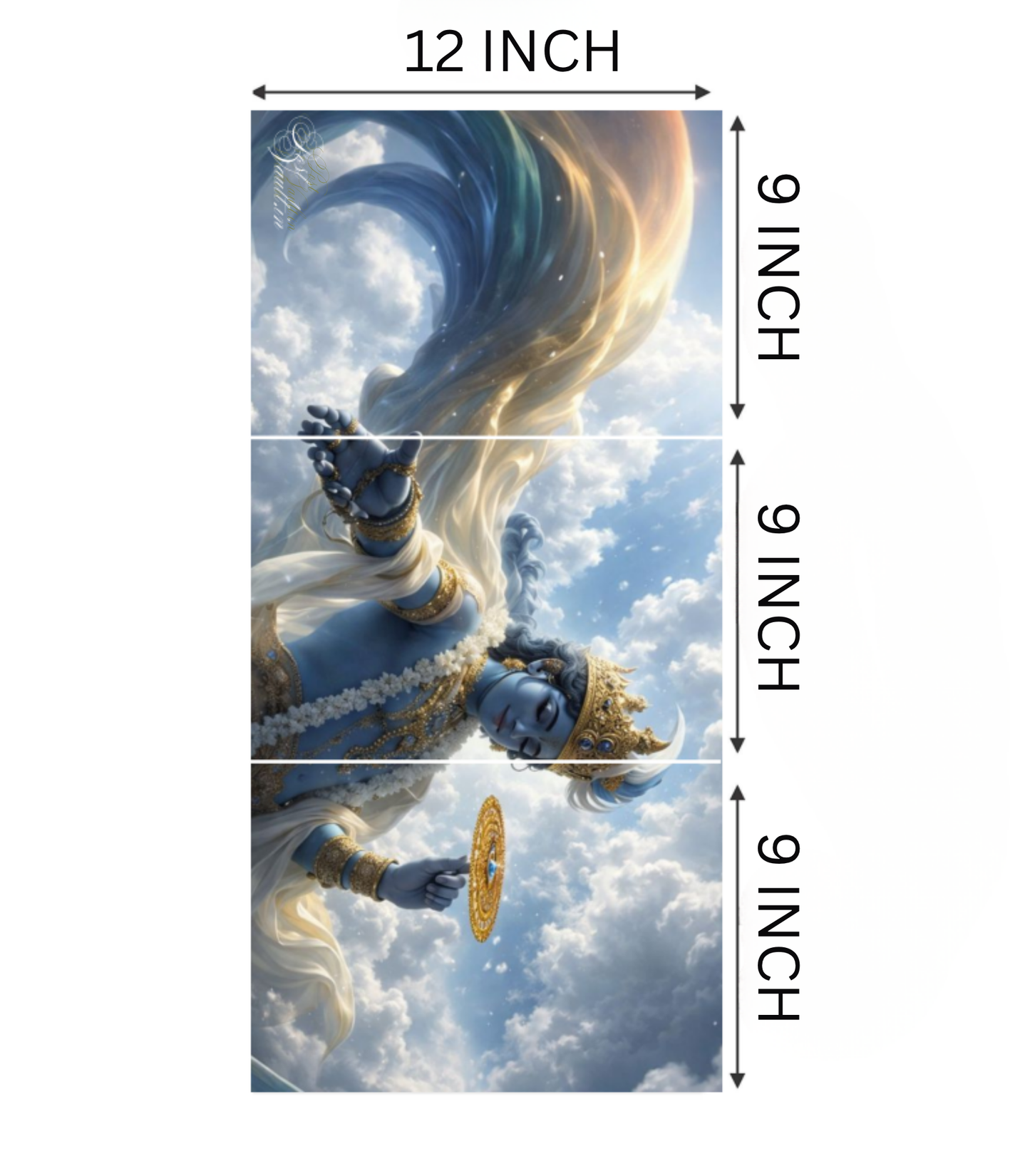 🦚 Divine Lord Krishna "Cosmic Grace" 3-Panel Split Poster Set