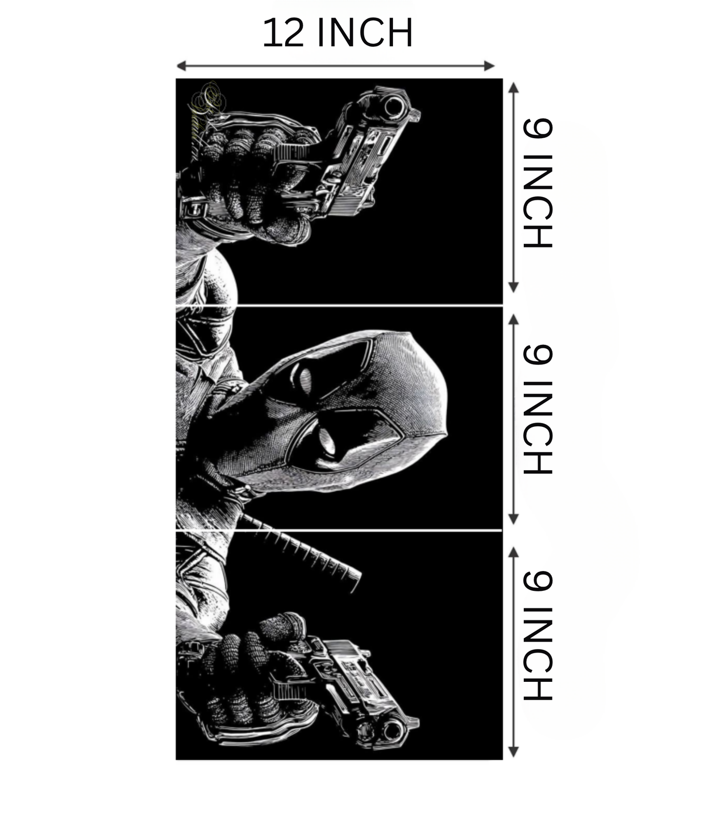 ⚔️ Deadpool "Maximum Effort" Monochrome 3-Panel Split Poster Set