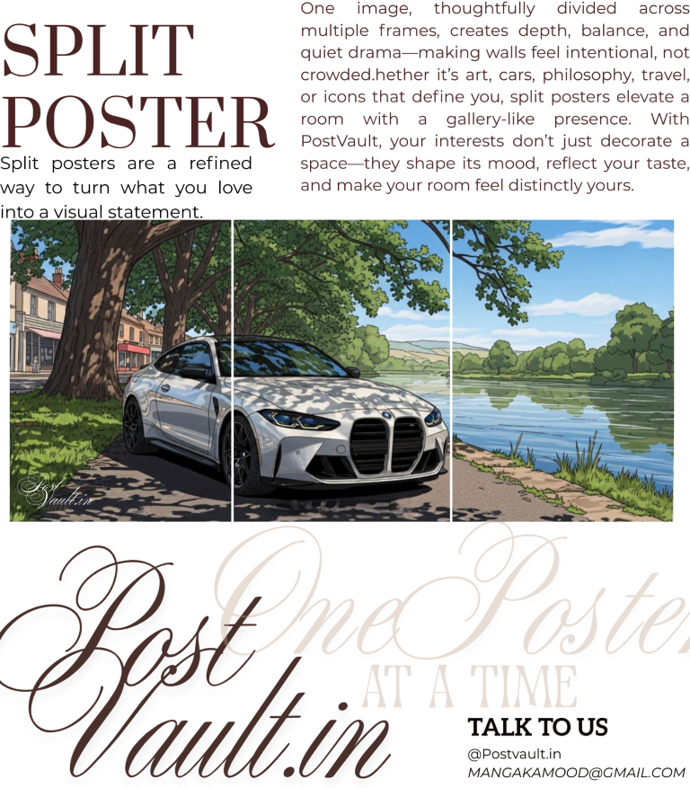 🏎️ BMW M4 "Lakeside Drive" Animated 3-Panel Split Poster Set