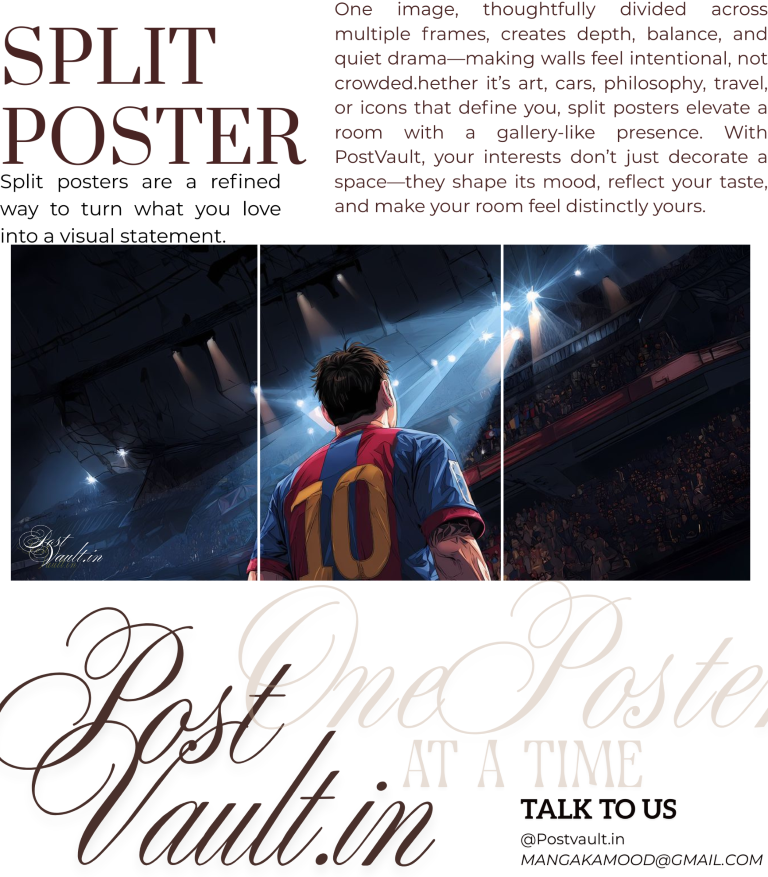 ⚽ Lionel Messi "Stadium Lights" Cinematic 3-Panel Split Poster Set