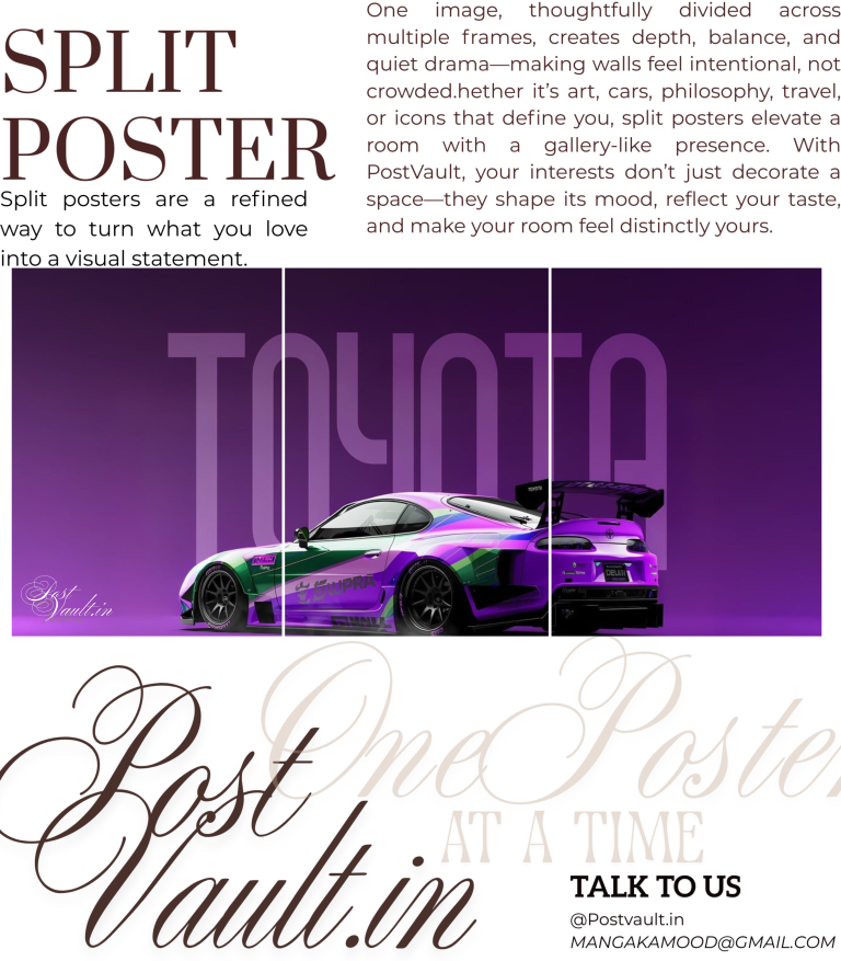 🏎️ Toyota Supra "Neon Drift" Widebody 3-Panel Split Poster Set