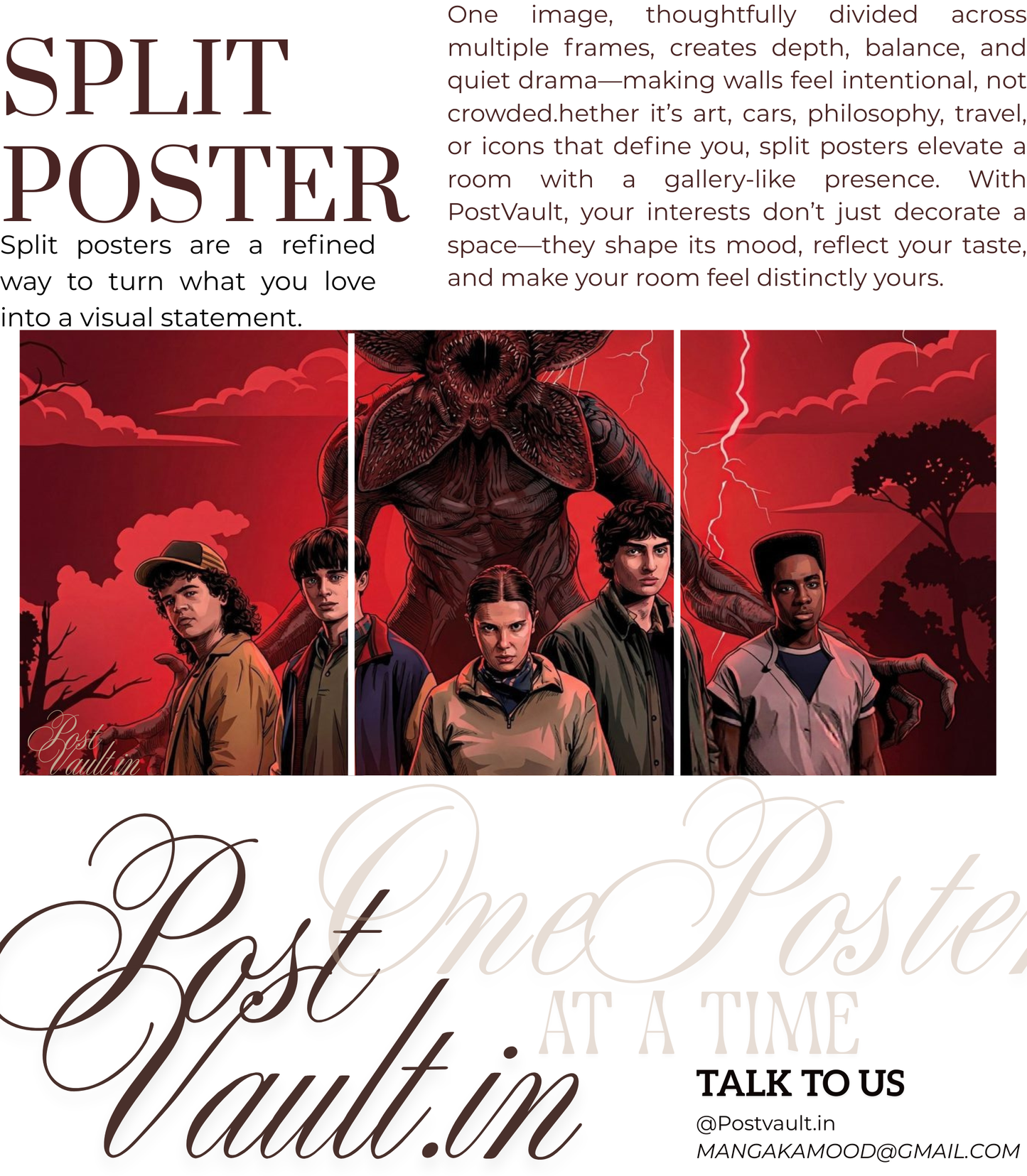 🧇 Stranger Things "The Upside Down" 3-Panel Split Poster Set A4