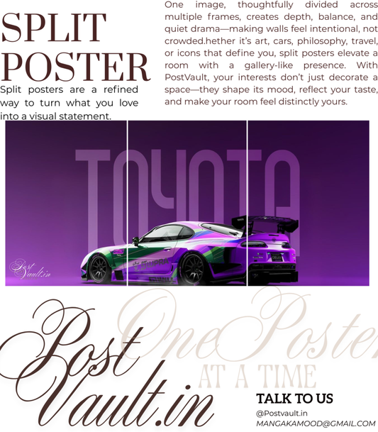 🏎️ Toyota Supra "Neon Drift" Widebody 3-Panel Split Poster Set