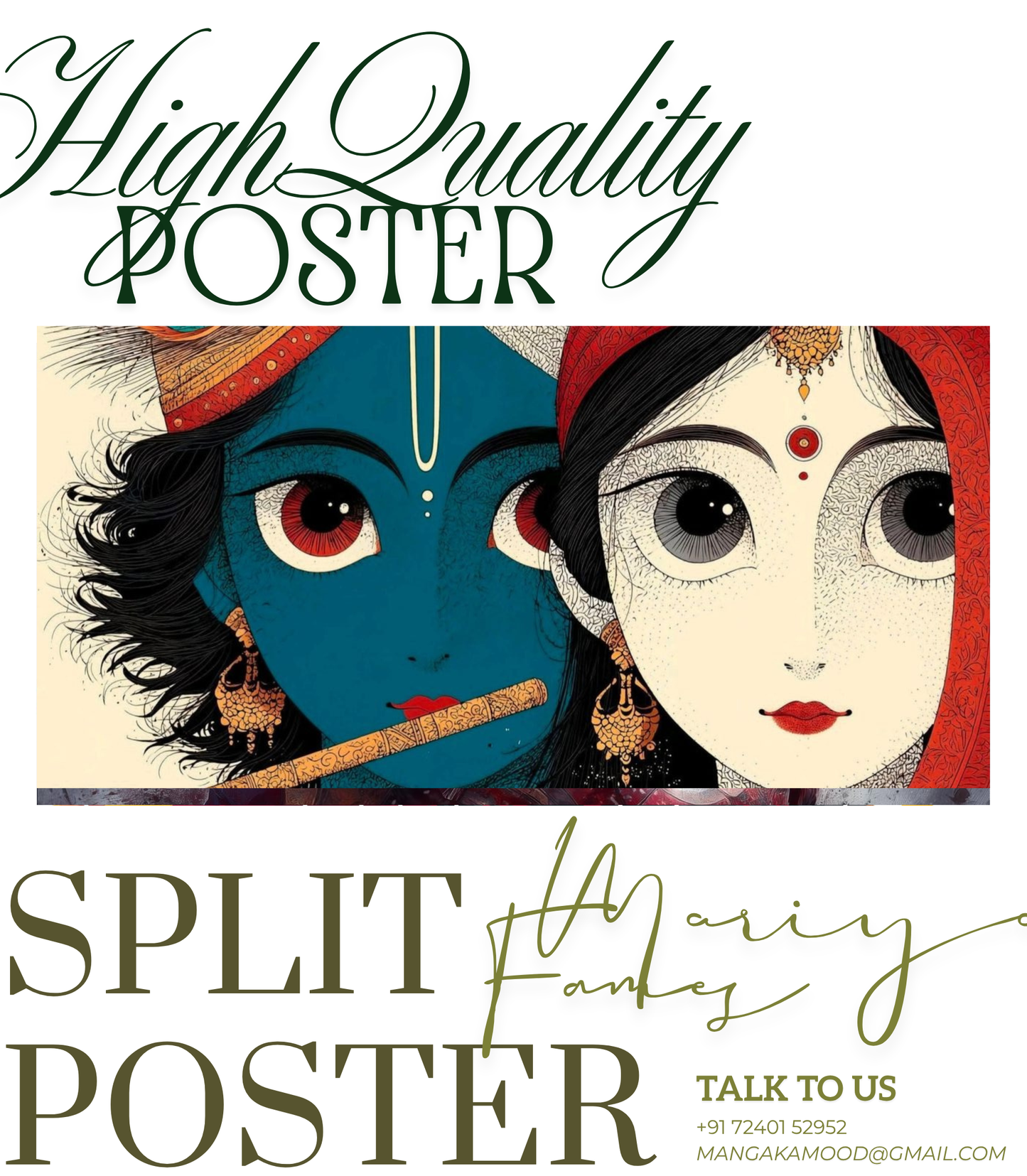 Divine Radha Krishna Modern Art 3-Panel Split Poster Set