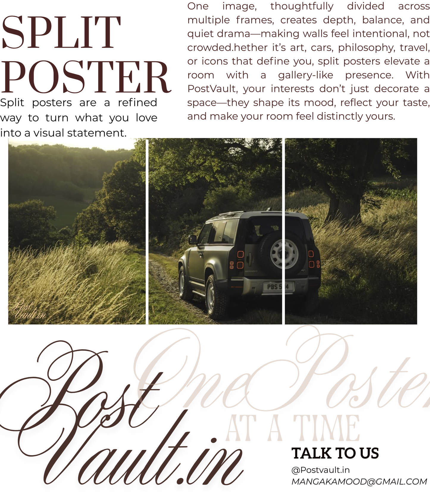 🚙 Defender Off-Road Trail & Nature 3-Panel Split Poster Set