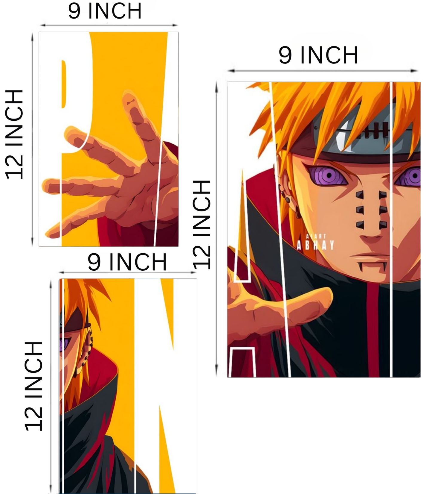 👁️ Pain (Akatsuki) 3-Panel Split Poster – Premium "Almighty Push" Edition
