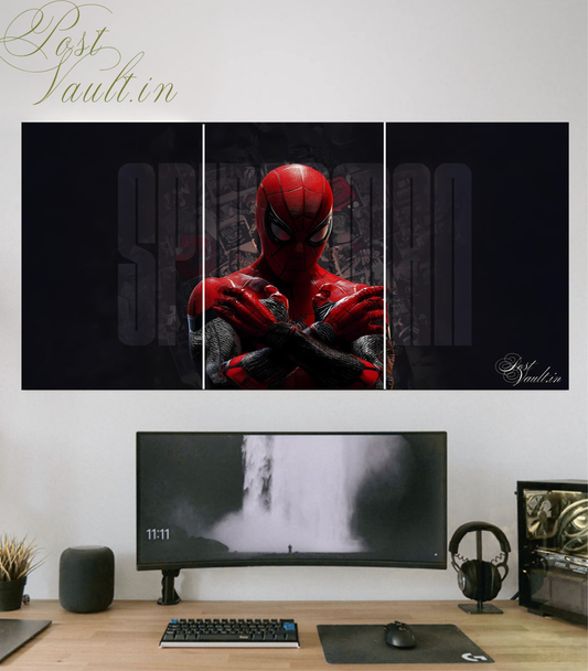 🕷️ Spider-Man "Vigilante Stance" Cinematic 3-Panel Split Poster Set
