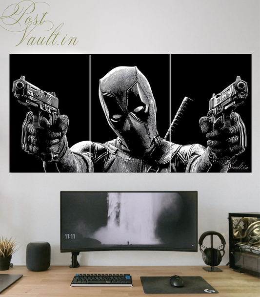 ⚔️ Deadpool "Maximum Effort" Monochrome 3-Panel Split Poster Set