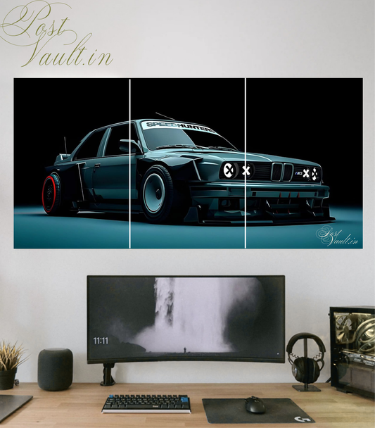 🏎️ Classic Widebody BMW "Speedhunters" 3-Panel Split Poster Set
