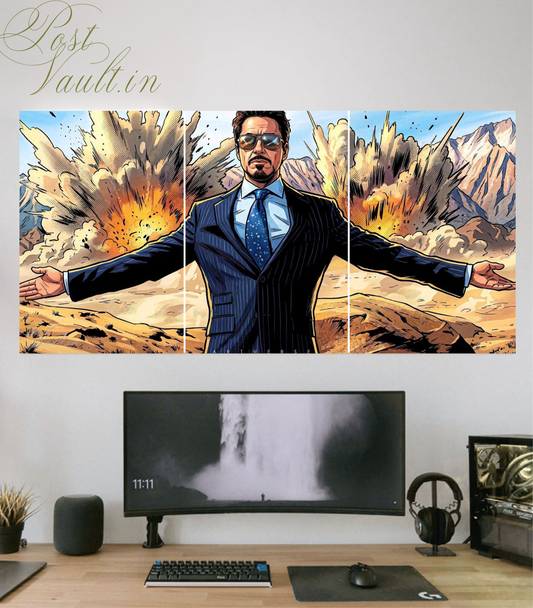 💥 Tony Stark "The Jericho" Comic Style 3-Panel Split Poster Set