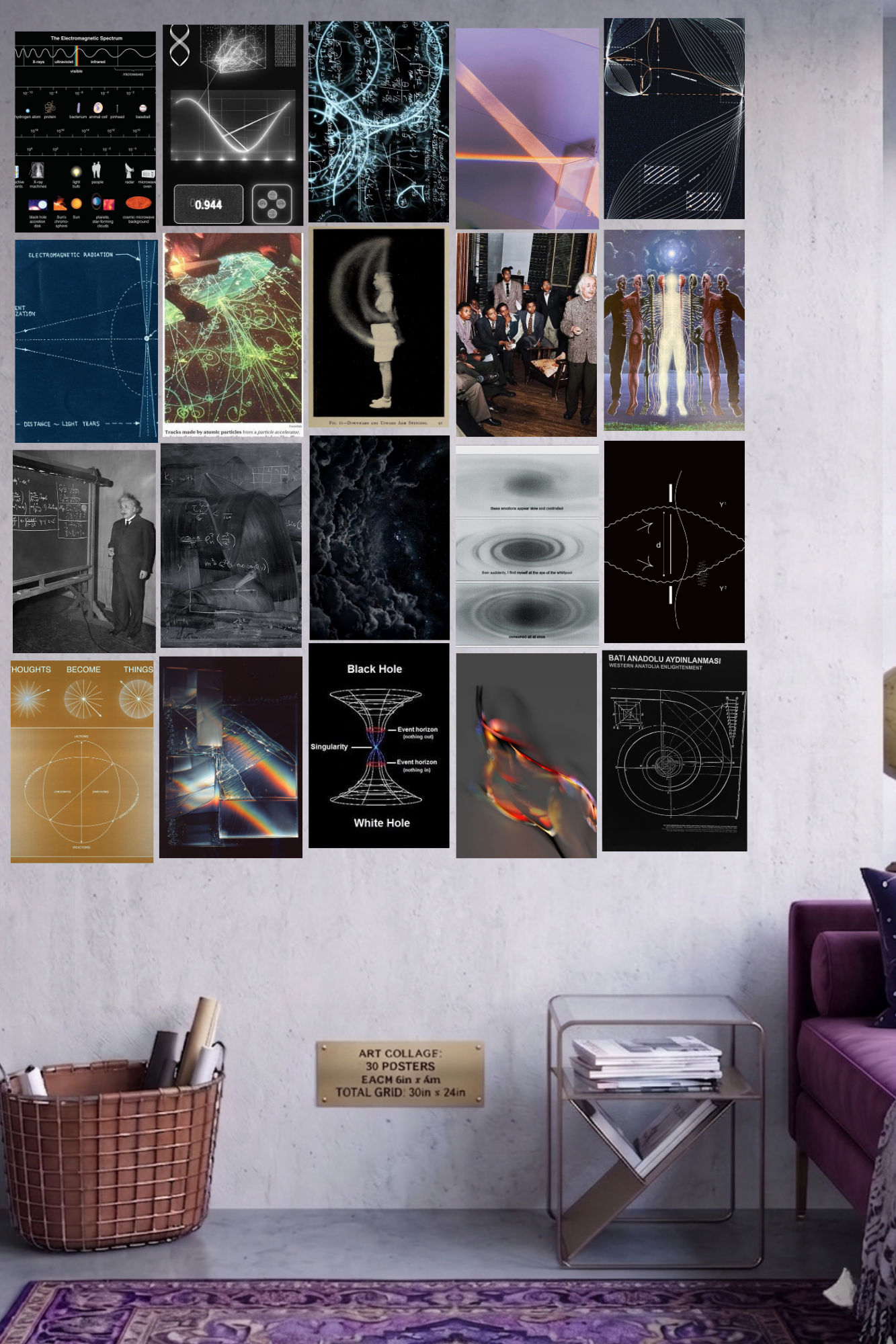 Quantum Theory A4 Edition: 50-Piece Physics & Science Aesthetic Wall Collage Kit (8.3x11.7" Premium Glossy Prints)