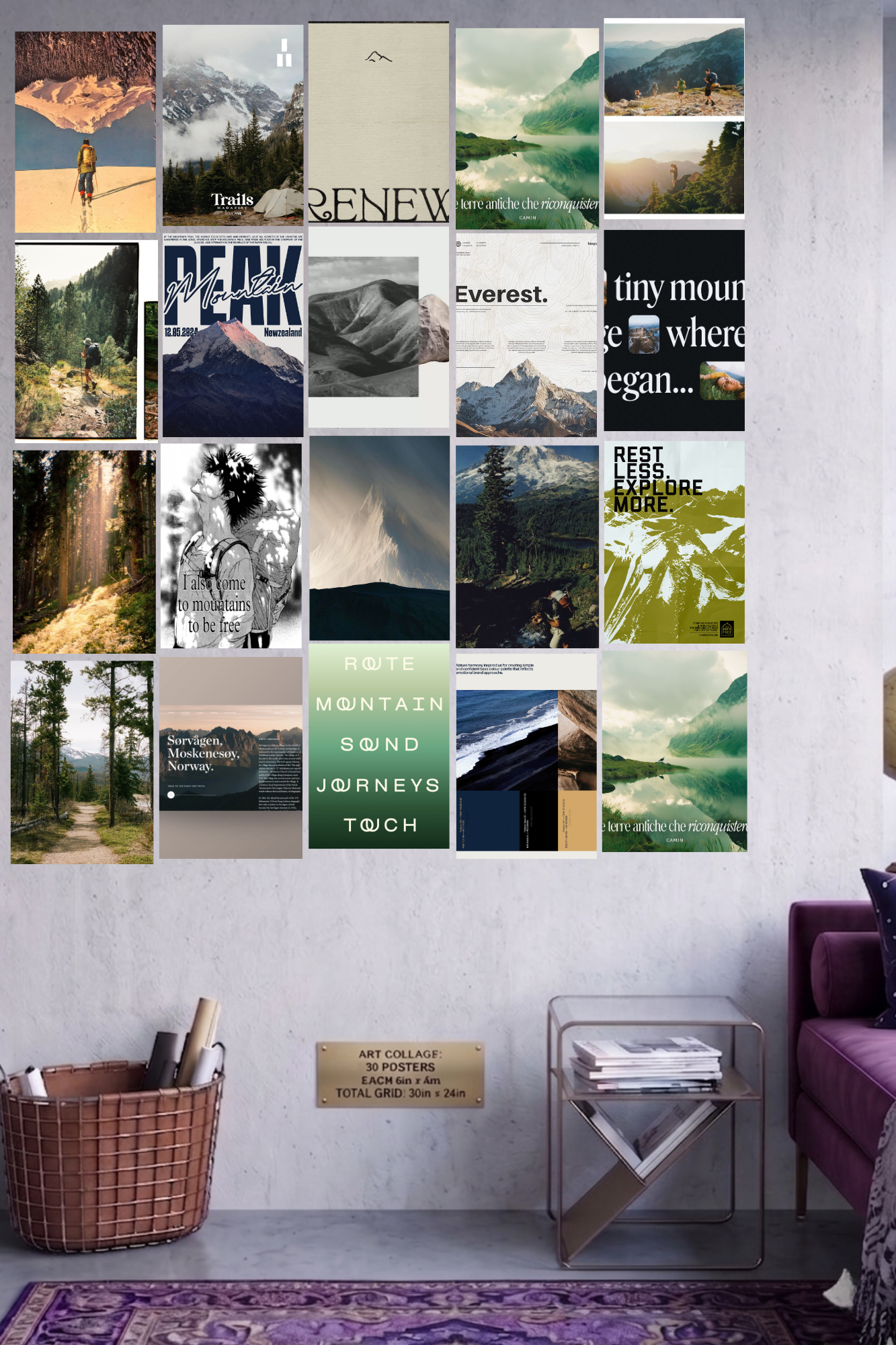 Peak Majesty: 50-Piece Mountain Aesthetic Wall Collage Kit (4x6" Premium Glossy Prints)