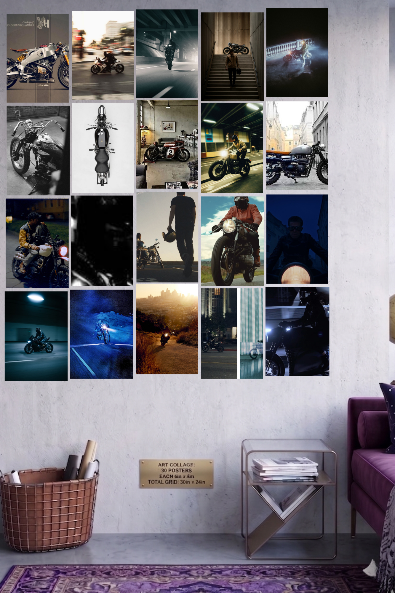 Midnight Rider A4 Edition: 50-Piece Street Biker & Cinematic Moto Wall Collage Kit (8.3x11.7" Premium Glossy Prints)