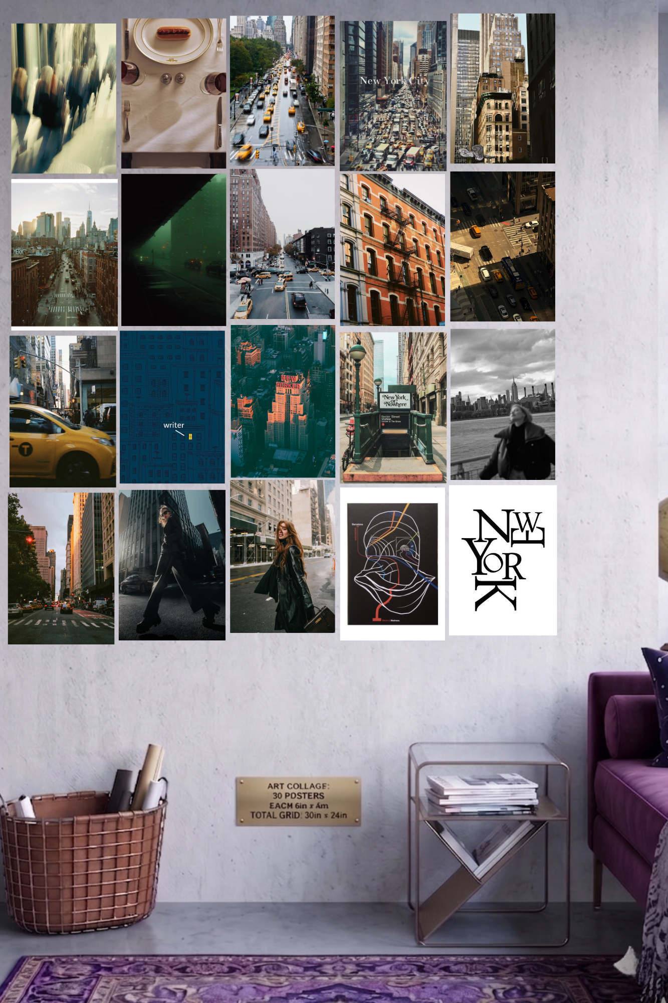 Concrete Jungle A4 Edition: 50-Piece New York City Aesthetic Wall Collage Kit (8.3x11.7" Premium Glossy Prints)