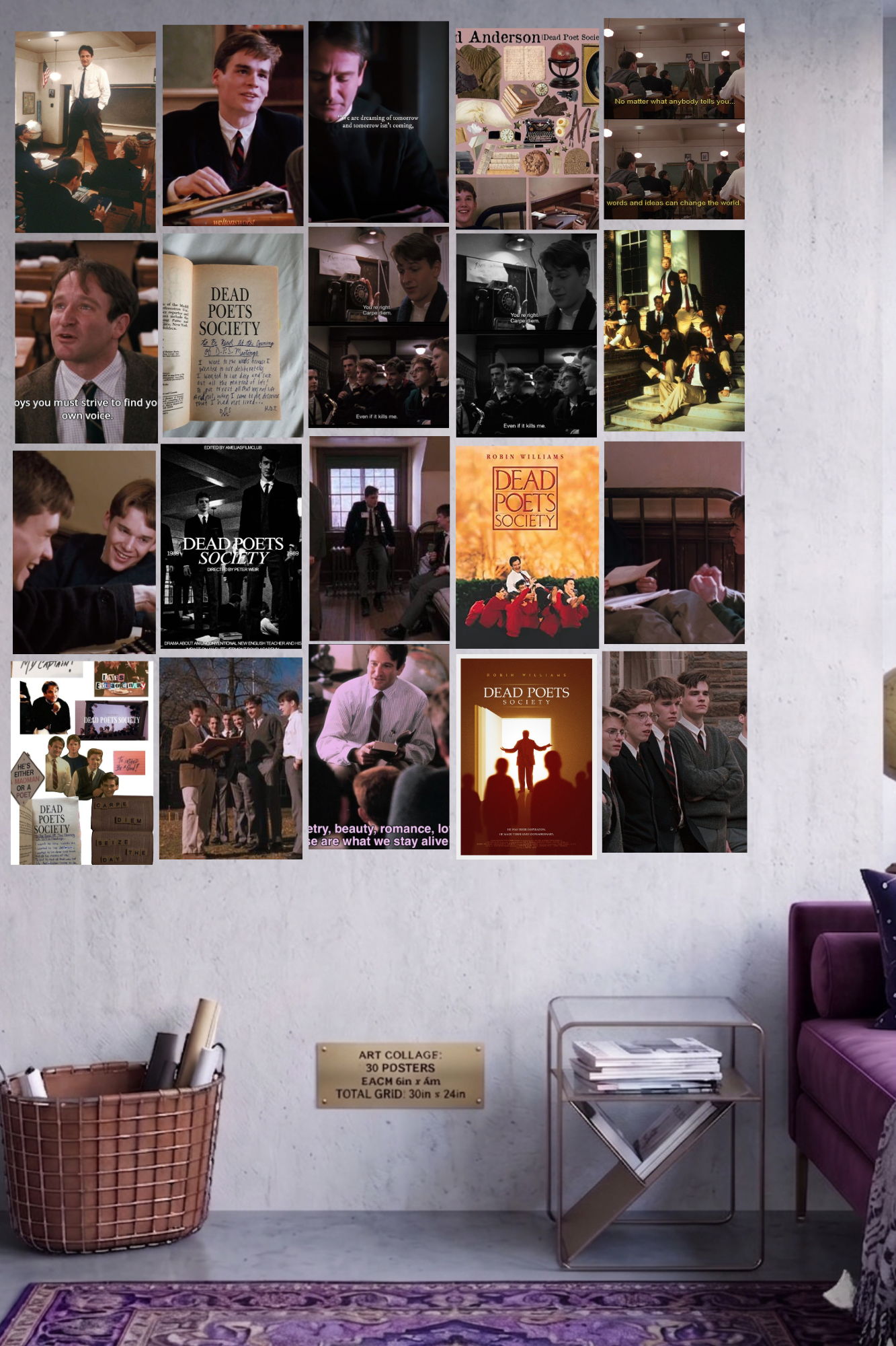 Carpe Diem A4 Edition: 50-Piece Dark Academia & Dead Poets Wall Collage Kit (8.3x11.7" Premium Glossy Prints)