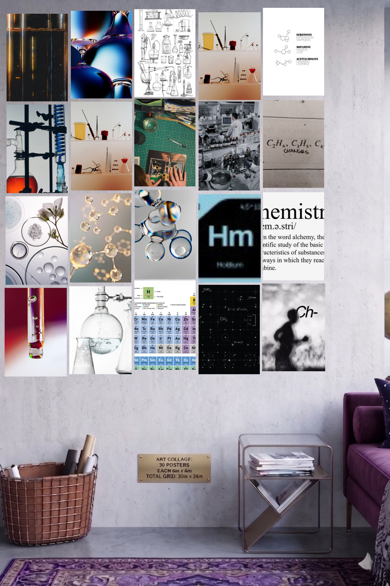 Molecular Magic A4 Edition: 50-Piece Chemistry & Laboratory Aesthetic Wall Collage Kit (8.3x11.7" Premium Glossy Prints)