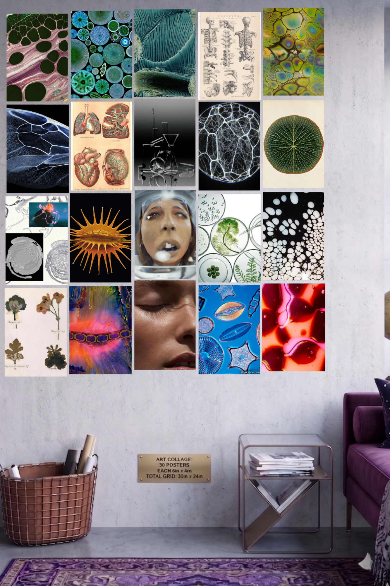 Laboratory Aesthetic A4 Edition: 50-Piece Biology & Medical Science Wall Collage Kit (8.3x11.7" Premium Glossy Prints)