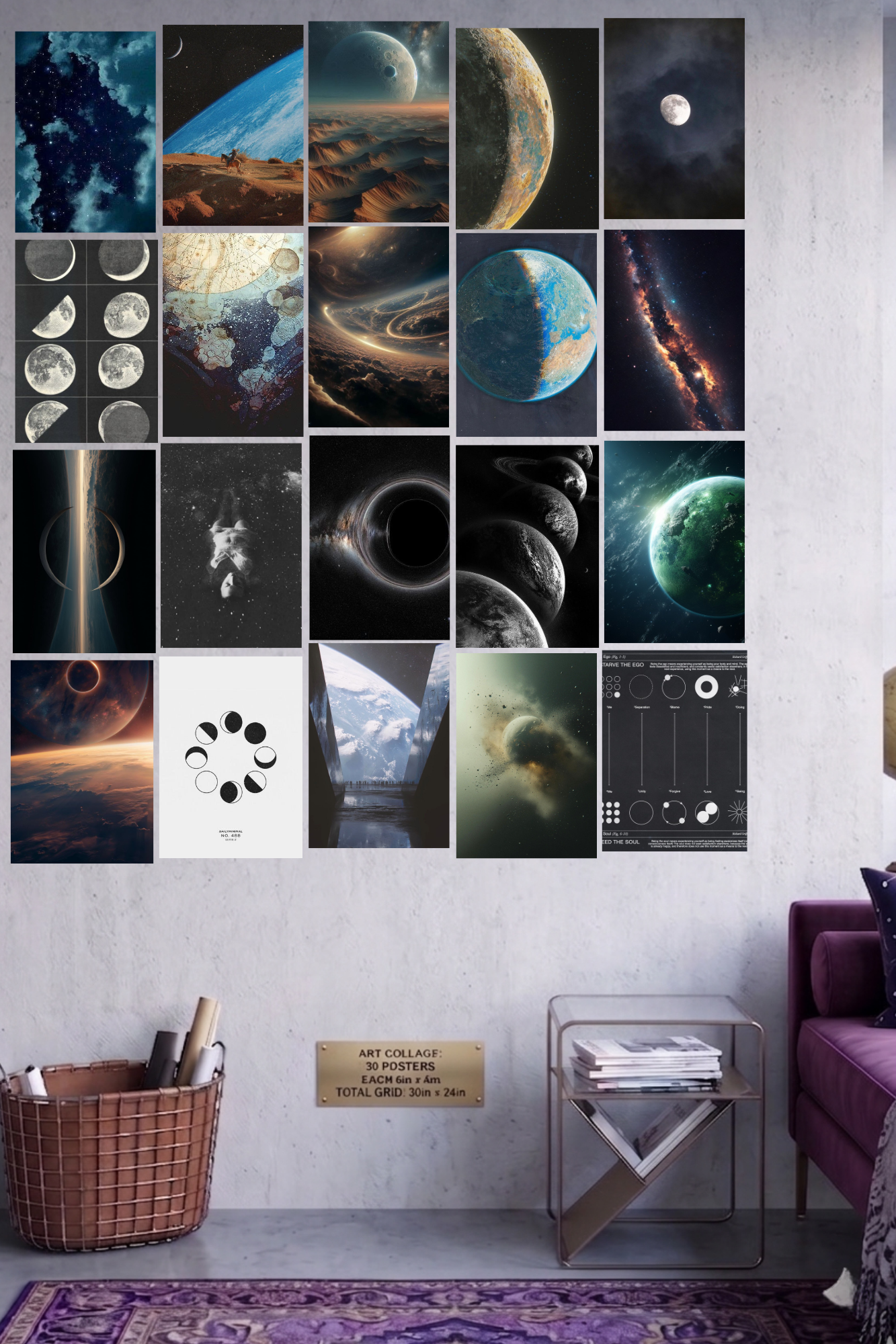 Celestial Odyssey A4 Edition: 50-Piece Deep Space & Galaxy Wall Collage Kit (8.3x11.7" Premium Glossy Prints)