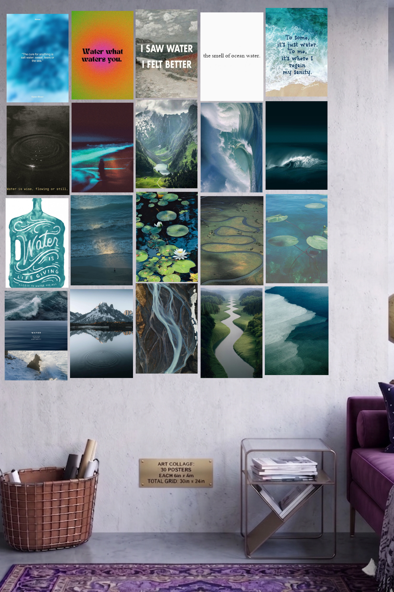 Serene H2O A4 Edition: 50-Piece Coastal & Liquid Aesthetic Wall Collage Kit (8.3x11.7" Premium Glossy Prints)